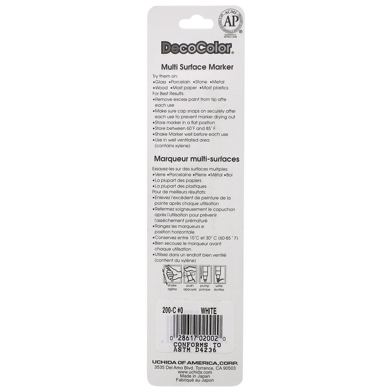 Uchida 200-C-0 Marvy Deco Color Fine Point Paint Marker, White