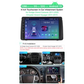 ASURE 4Core 2+32GB Android 13 Car Stereo Radio for Dodge Grand Caravan 2011-2020 SE,9 inch 1280x800 Touchscreen Car in-Dash Navigation GPS Upgrade Unit with Wireless Carplay Android Auto