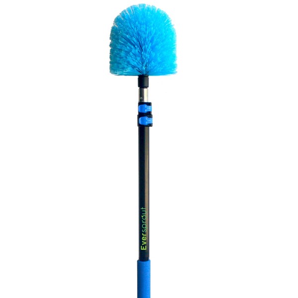 EVERSPROUT 5-to-12 Foot Cobweb Duster and Extension-Pole Combo (20 Foot Reach, Soft Bristles) | Hand Packaged | Lightweight, 3-Stage Aluminum Pole | Indoor & Outdoor Use Brush Attachment