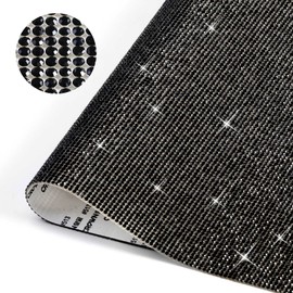 BEADSLAND Bling Rhinestone Sheet Self Adhesive Glitter Crystal Rhinestones Sticker DIY Gifts Car Decoration 15.75" x 9.45" (Black)
