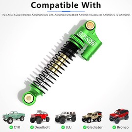EPINON 43mm Aluminum Front & Rear Shocks for 1/24 Axial SCX24 Bronco/JLU CRC/Deadbolt/Gladiator /C10 Upgrade Parts (4PCS Green)