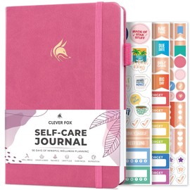 Clever Fox - Diario de cuidado personal - Cuaderno de reflexión diaria, planificador de salud mental y desarrollo personal, registro de meditación y estado de ánimo, A5 (flor violeta)
