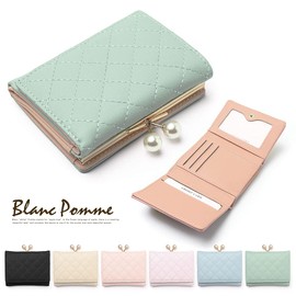 Blanpom bp-1054 Women's Trifold Wallet, Mini Wallet, Coin Purse, Card Holder, 3-fold, Compact Wallet, Black