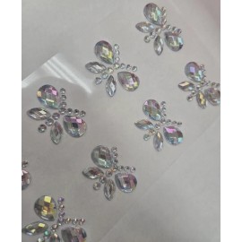 CraftbuddyUS 8pc 35X22mm AB CLEAR BUTTERFLY Rhinestone Self Adhesive Gems, DIY