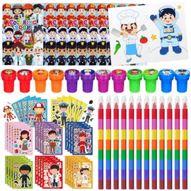 48 Pcs Occupation Party Favors Coloring Book Bulk,Profession Jobs DIY Art Back to School Drawing Book Teacher Police Doctor Firemen Party Supplies Birthday Classroom Goodie Bags Stuffers Fillers