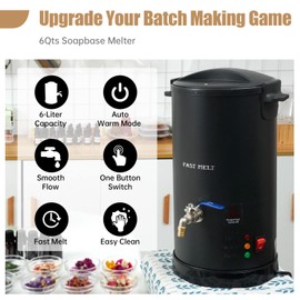FAST MELT 12Lbs Soap Melter for Soap Making - Electric Soap Base Melting Pot Large Capacity with Quick Pour Spout, Auto Melt & Warm Mode Ideal for Homemade Soap Business Easy Clean