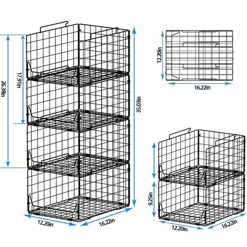 Jakyitvi Stackable Closet Organizers and Storage Bins 4 Pack, Sturdy