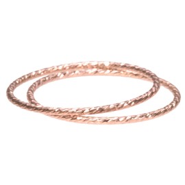 uGems 2 14K Rose Gold Filled Sparkle Stacking Rings Size 6