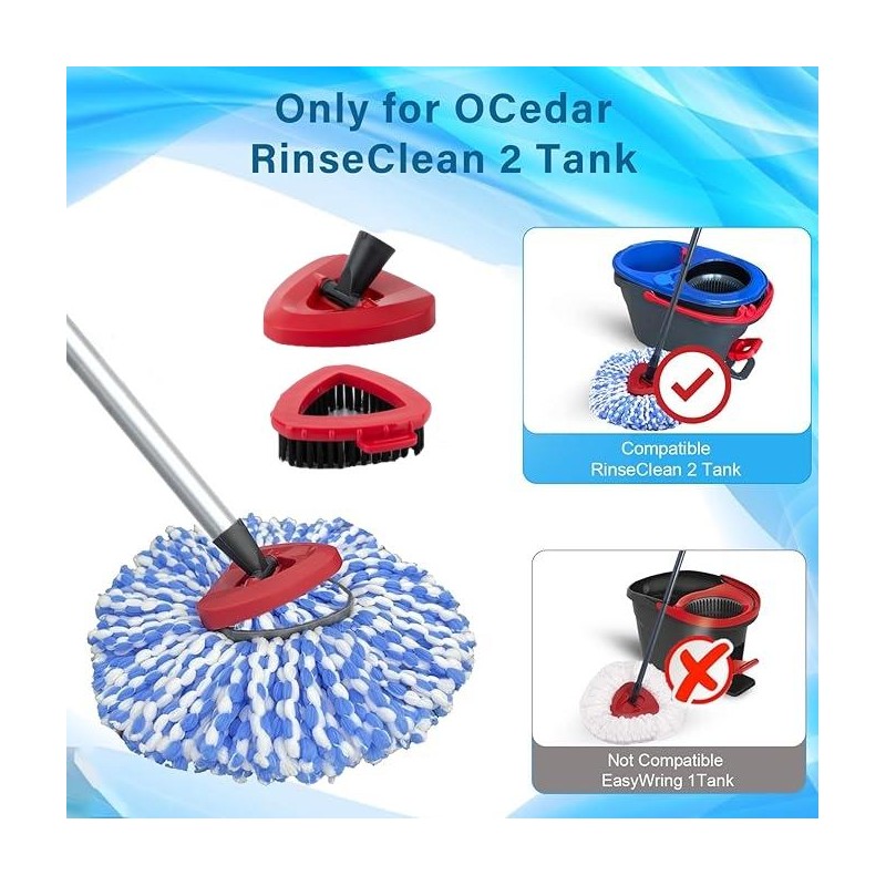 （ONLY Fit 2-TNAK）3 Pack Spin Mop Heads Replacement Compatible with