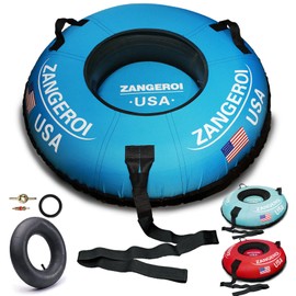 Heavy Duty Snow Sleds for Kids & Adults - 47 inch Inflatable Snow Tube with Cover (Light Blue)