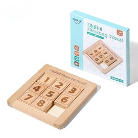 AIUAZA Wooden Number Sliding Puzzle, Brain Teasers Toy Tangram Slide Puzzle Game, Sequential Puzzles Board Game, Educational Toy for Children and Adults (1-15 Medium Size)