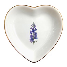 July Larkspur Flower Ring Dish-Purple Floral Jewelry Dish for Hippie,Nature,Pace-January Flower for Mom,Mother-in-law,Step Mom,Godmother,Aunt,Grandma,Sister,Friend-Virgo Birthday Gifts