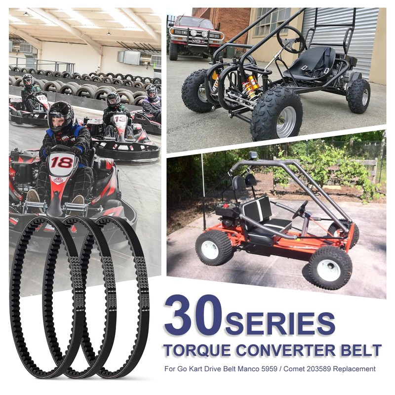 Go Kart Drive Belt, 3PCS Drive Belts, Cheimaxy 30 Series
