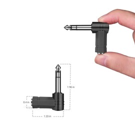 Alnicov 5PCS 6.35mm Right Angle Adapter 6.35mm Male to 3.5mm Female 90 Degree Stereo Headphone Audio Adaptor Converter