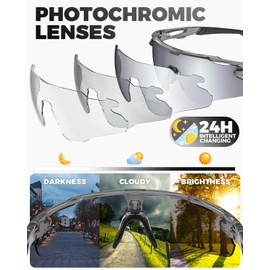 Victgoal Cycling Glasses Photochromic Running Sunglasses for Men Women, TR90 Frame Cycling Sunglasses with UV Protection Sports Glasses for Running Cycling (GreyTR)