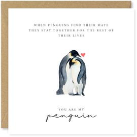 Beau Willows You Are My Penguin Valentines Card - Cute Romantic Valentine's Day Card for Girlfriend Boyfriend Wife Husband Partner Friend Him Her, Anniversary Greeting Cards for Fiancee