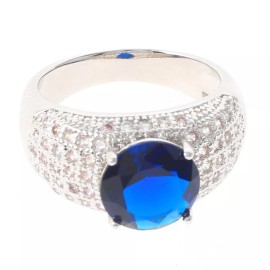 neXxtten Silver Tone Copper Metal Rhodium Plated Ring With Cubic Zirconia JWZ1596-BU6