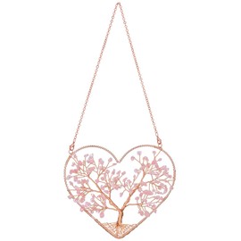 JOVIVI Healing Crystals Rose Quartz Tree of Life Hanging Decor Spiritual Gifts for Women,Boho Pink Crystal Gemstone Heart Dream Catcher Hanging Ornament for Girls Wall Bedroom Decor Home Decoration