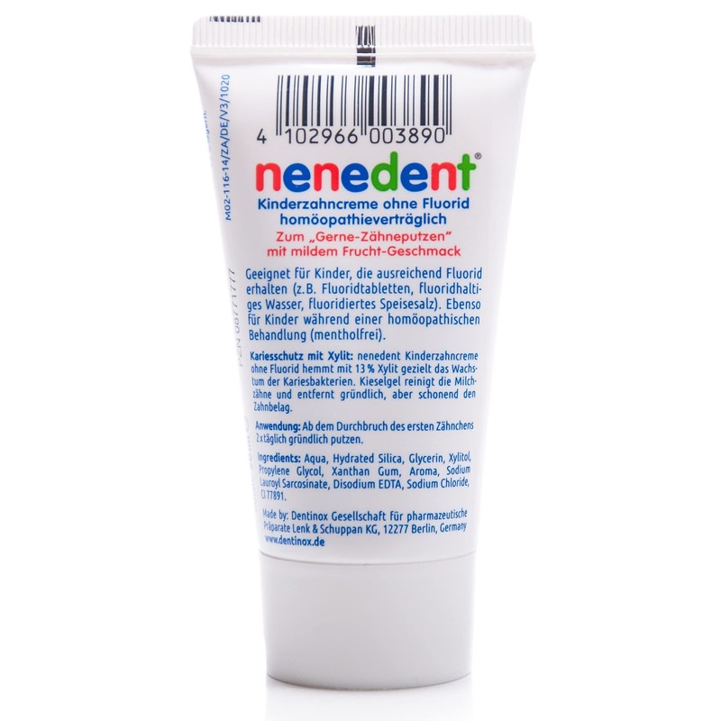 Nenedent Kinder Zahnpasta ohne Fluorid, 3 x 50 ml