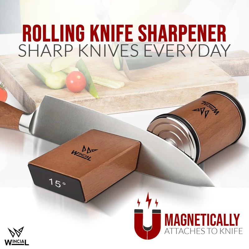 WINCIAL Rolling Knife Sharpener – Professional 15° Angle Manual Sharpener