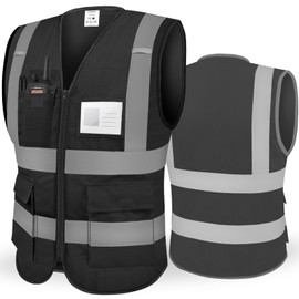 TICONN Reflective Safety Vest High Visibility Class II Mesh Vest for Women & Men Meets ANSI Standards (1PK, Black, 2XL)