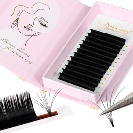 Lunamoon Easy Fan Lashes, Self-Fanning Eyelashes, 2D-20D Volume Eyelashes for Volume Technique, Eyelash Extensions, Eyelash Extensions (0.07-C, 12 mm)