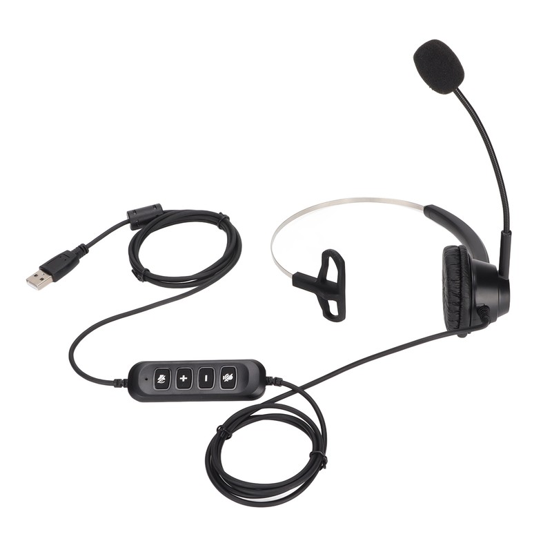H360‑USB‑3 Telephone Headset Black Volume Adjustment Mute Single Sided Earphone