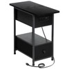 AMHANCIBLE Narrow Side Table with Charging Station, Flip Top End