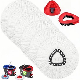 Spin Mop Head Replacement & Shower Floor Scrubberï¼for O Cedar Spin Mop 1-Tank Systemï¼Microfiber Mop Replace Head Easy Cleaning Floor Head Mop:_4 Mop Heads+1Brush+1Base