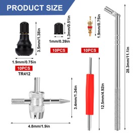 Tyre Valve Remover, 43 Pieces, Tyre Valve Core Tool Set with TR 412 Valve Insert, Tyre Valve Stem Retraction Tool for Car, Motorcycle Repair