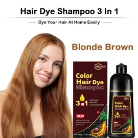Lymznus Instant Herbal Blonde Brown Hair Dye Shampoo 3 in 1, Colors in Minutes, Brown Hair Color Shampoo for Men and Women, 500ml