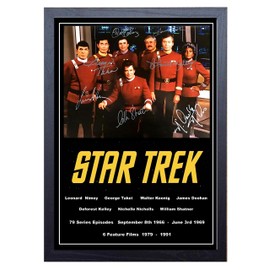 Star Trek Original Series Cast Signed/Autographed Print William Shatner Leonard Nimoy ete etc (A4 Framed 34cm x 24 cm)