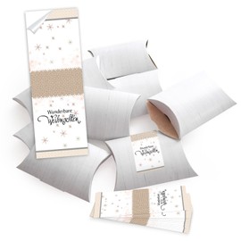 Logbuch-Verlag 10 Small Boxes Christmas Gift Box Packaging Jewellery White + Sticker 14.5 x 10.5 x 3 cm