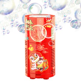 Fireworks Bubble Machine with 80 ml Bubble Solution, Portable Automatic Bubble Machine with Lights and Closeable Music, Bubble Maker Toys for Kids Outside Activities Parties Wedding Christmas