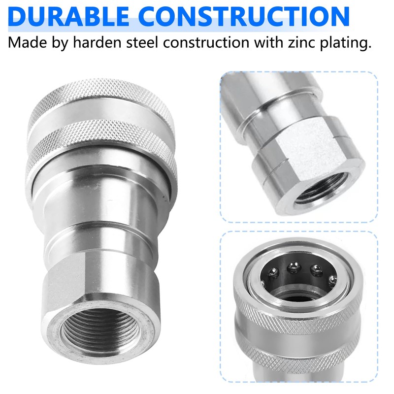 Cplbrb 1/4" NPT Hydraulic Quick Connect Tractor Couplers withDust Caps