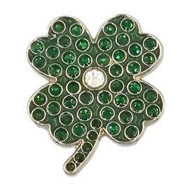 Lucky Four-Leaf Clover Crystal Golf Ball Marker with Magnetic Hat Clip – Premium Green Gem Accent Gift for Golfers