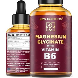 Liquid Magnesium Glycinate Drops with Vitamin B6 - Magnesium Supplement 500mg & Vitamin B6 100mg | Non-GMO No Gluten | Stress Relief | Sleep & Relaxat