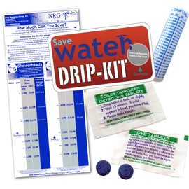 Water Saving Drip Kit Faucet Flow Bag Rain Gauge Water Measuring Vial + Dye-Tabs Toilet Leak Detecting Blue Tablets