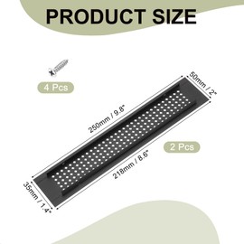 PATIKIL 10 x 2 Inch Door Air Vent Cover, 2 Pcs Aluminum Grille Ventilation Cover Louvered Diamond Hole with Mounting Screws for Cabinet Wardrobe Door, Black