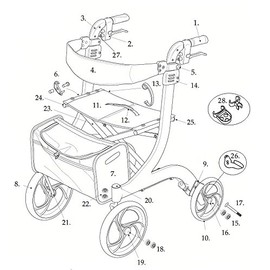 Replacement Parts for Drive Nitro Hemi Height Rollator, 10266HD-BR (2. Handbrake - Right - Black)