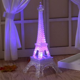 Colorful Eiffel Tower Night Light,7 Colors LED Lamp Paris Fashion Style Acrylic Decoration ,5 inch