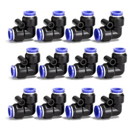 Air Line Connectors,12 Pcs 6mm 90 Degree Elbow Push in Connect Pneumatic Fitting, Quick Release Plastic Pneumatic Air Line Fittings, Air Tool Accessories for Pipe Tube
