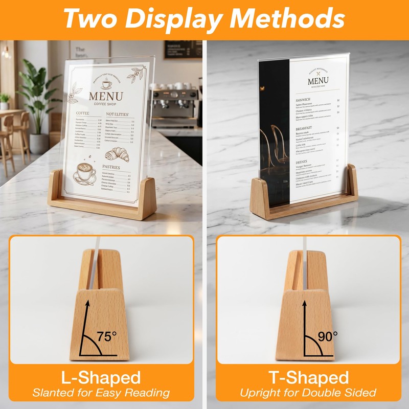 Acrylic Sign Holder 8.5 x 11 with Wood Base 3