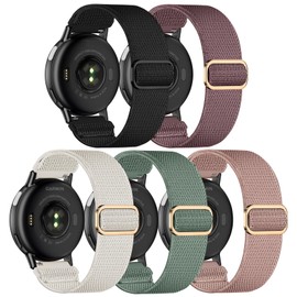 Wizvv Pack of 5 20 mm Wristbands Compatible with Garmin Vivoactive 3/Vivoactive 5/Venu/Venu Sq/Venu 2 Plus/Venu Sq Music/Venu Sq 2, Nylon Fabric Watch Strap for Venu Men and Women, Nylon