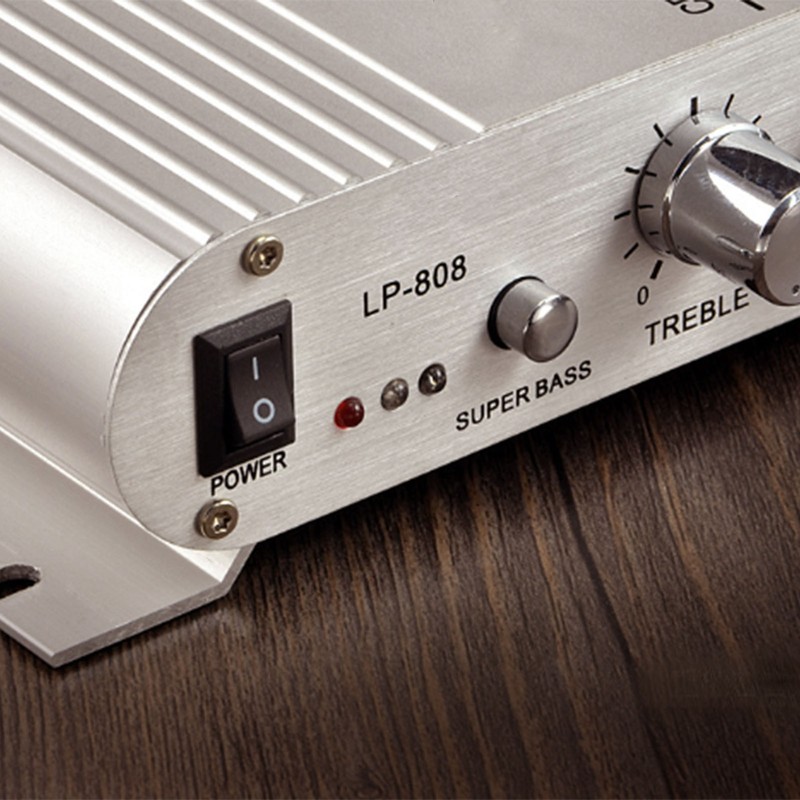 Car Power Amplifier Digital Stereo Audio Amp Treble Bass Volume