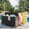 Outdoor Rolling PE Rattan Pool Caddy, Wicker Patio Poolside Float