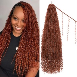 Boho Locs Crochet Hair 24 Inch Goddess locs Crochet Hair for Black Women 8 Packs Boho Faux Locs With Curly Ends Pre Looped Bohemian Soft Locs (350#, 24 Inch (Pack of 8))