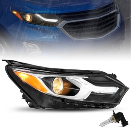 JSBOYAT [Halogen Type Not HID Fits 2018 2019 2020 2021 Chevy Equinox Headlight LED Tube DRL Chrome OE Style Factory Headlamp Right Passenger Side (Bulbs Included)