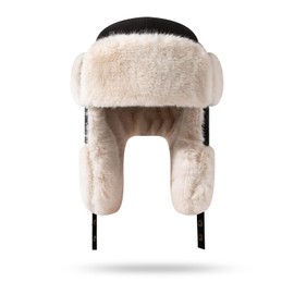 Clape Trapper Hat Winter Russian Ushanka Hat for Men with Faux Rabbit Fur Aviator Earflap Hat Windproof Trooper Caps, Black