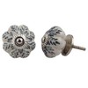 Set of 12 Pieces Leaf Floral Ceramic White Cabinet Knobs